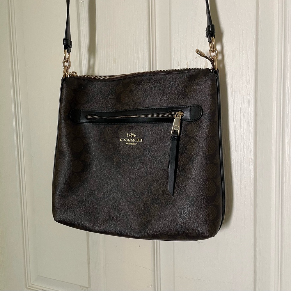 Coach Brown Leather Crossbody Bag with Gold Hardware